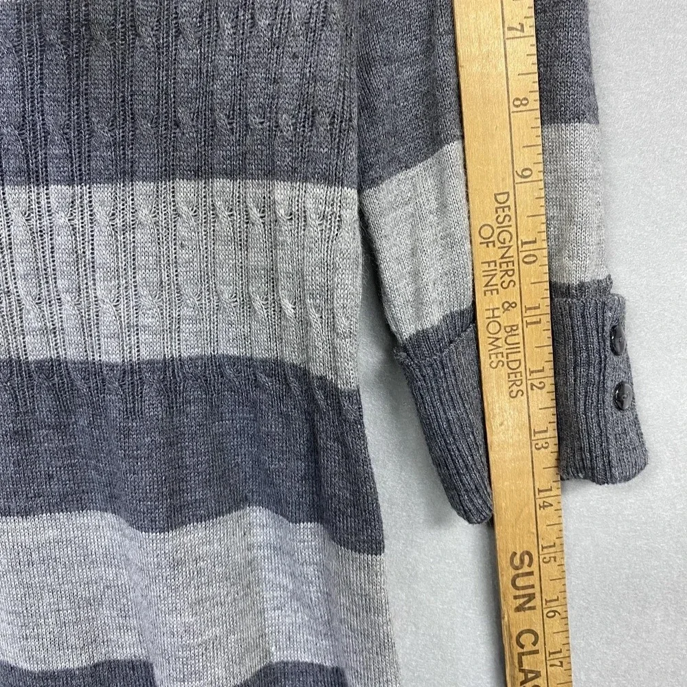 Liv Womens Gray Striped Cowl Neck Sweater Dress 3/4 Sleeve Size‎ L SL1690